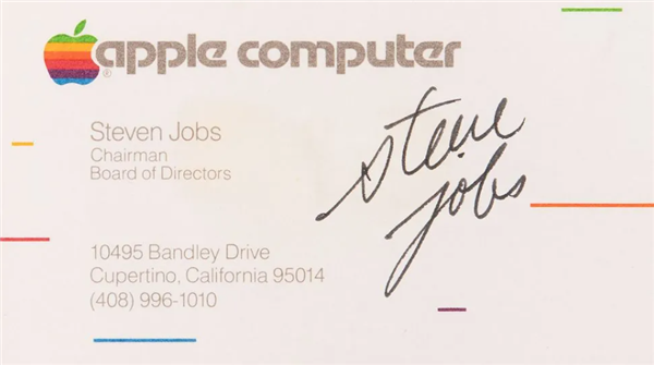 41年歷史！喬布斯簽名名片拍出131萬元天價
